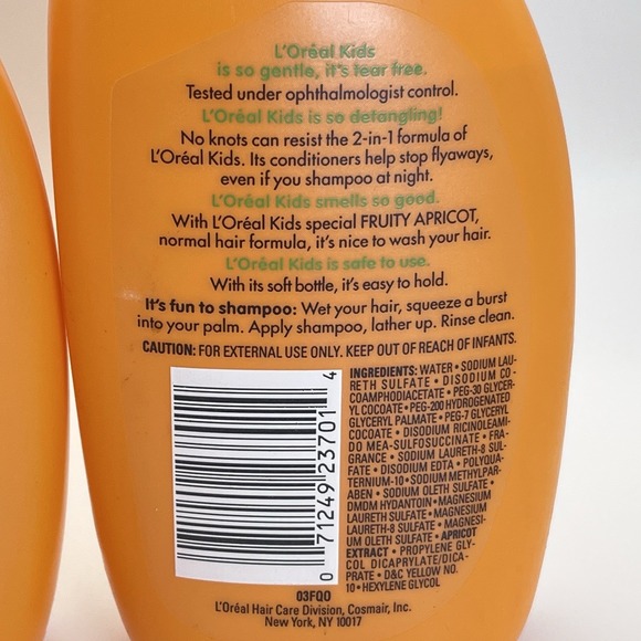 Loreal Kids Fruity Apricot 2-in-1 Hair Shampoo Conditioner (2) Discontinued HTF - Picture 4 of 5